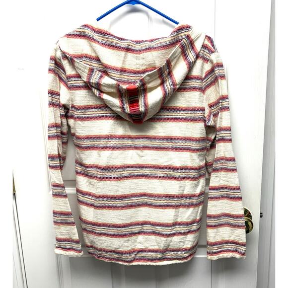 Roxy Beach Poncho Weaved Cotton Striped Hoodie, Boho, Baja, Ocean 
Wear, Size M - Picture 4 of 4